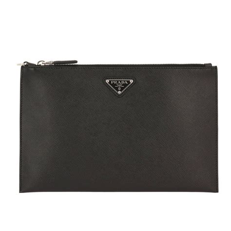 prada pochette in pelle saffiano con logo|prada wallet holder.